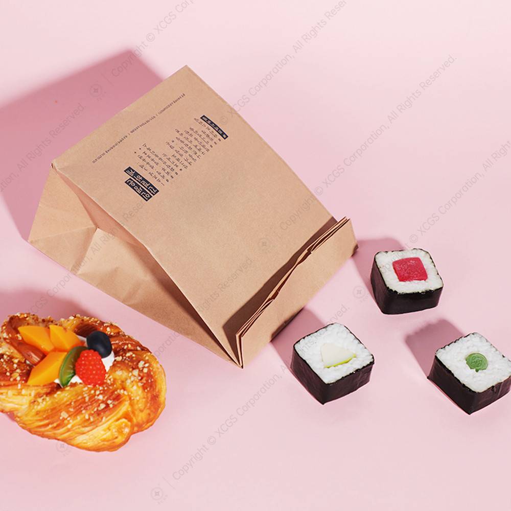 Restaurant Food Candy Snack Take-out Kraft Paper Packaging Pouches Hamburger Chocolate Cake Open Top Brown Kraft Paper Bags